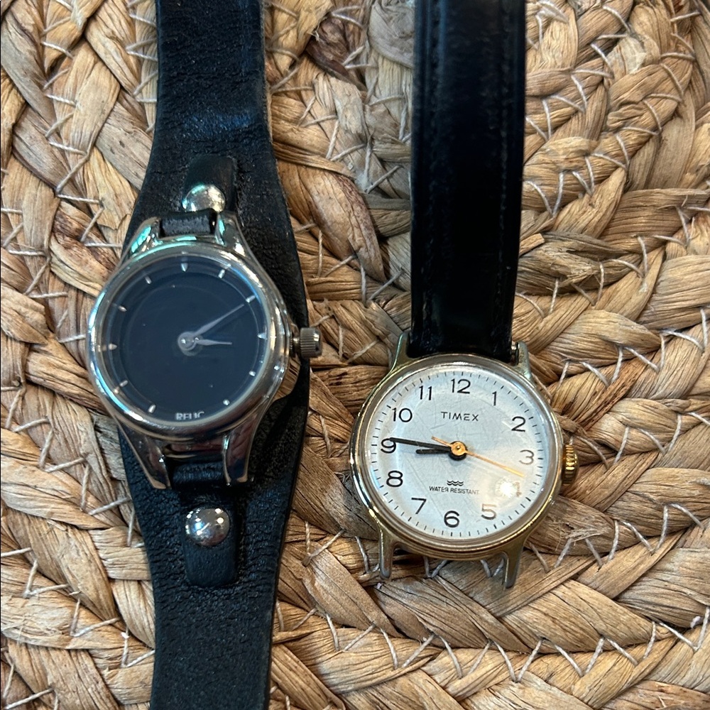 Timex Black and Relic well used watches